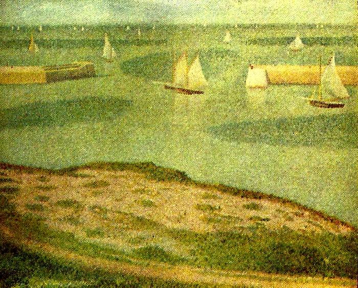 Georges Seurat fiskeflottan utanfor port Germany oil painting art